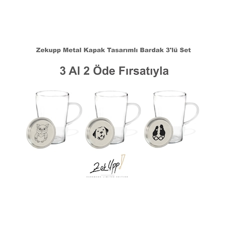 Zekupp Termos Bardak Metal Kapak 3'lü Set