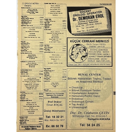 Ankara 1986 Meslek Reklam İlanı Efemera S459