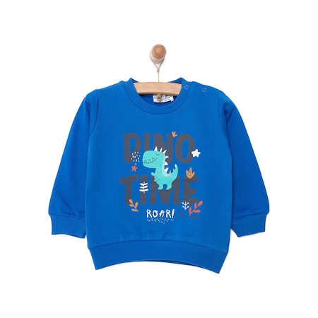 HelloBaby Basic Erkek Az Şardonlu Dino Baskılı Sweatshirt Erkek Bebek