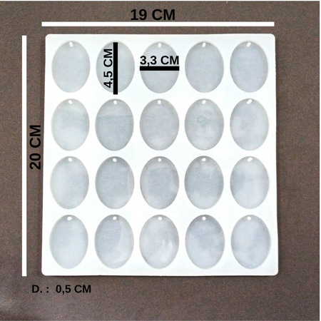 Epoksi Reçine Silikon Kalıp Çoklu Elips Model Anahtarlık Kolye Silikon Kalıp Yirmili Hb24095