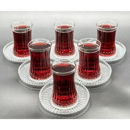 Paşabahçe Elysia Çay Bardağı ve Riva Çay Tabağı Takımı 12 Parça