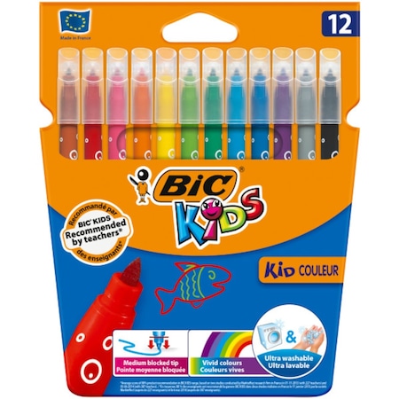 Bic Kids Couleur (Ultra Yıkanabilir) Keçeli Boya Kalemi 12 Renk