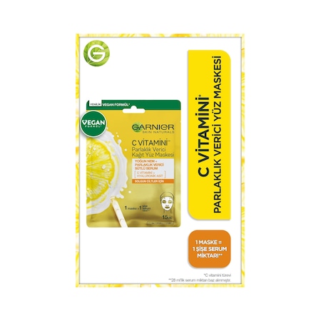 Garnier C Vitamini Parlaklık verici Kağıt Yüz Maskesi 28 Gr