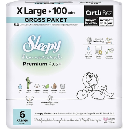 Sleepy Bio Natural Aylık Paket Bebek Bezi 6 Numara 100 Adet Bıo-216512 6 Numara