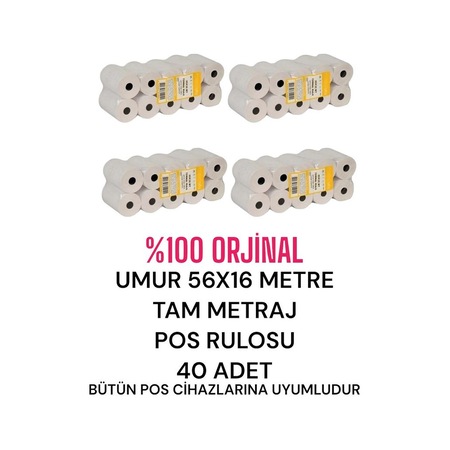 Umur 56x16 Metre Tam Metraj Pos Rulosu 40 Adet Termal Rulo Yazar