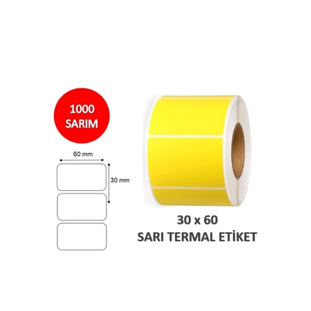 Elitrulo Barkod Etiketi 30x60 Termal SARI - 1000 Adet