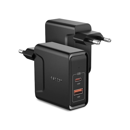 Spigen SteadiBoost F211 48 W iOs/Android/MacOS Uyumlu Hızlı Şarj Adaptörü Siyah - 000AD24973