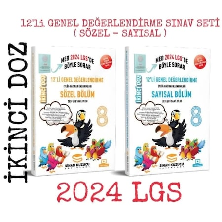 Sinan Kuzucu Yayınları 2024 LGS 8. Sınıf İkinci Doz 12'li Genel Değerlendirme Sınav Seti (Sayısal Sözel)