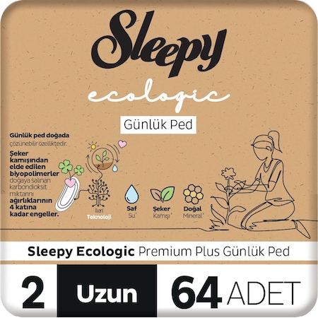 Sleepy Ecologic Premium Plus Günlük Ped Uzun 64 Adet