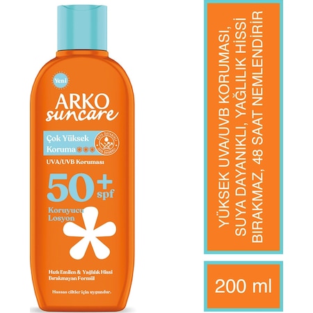 Arko Suncare Çok Yüksek Korumalı Vücut Güneş Losyonu SPF50+ 200 ML