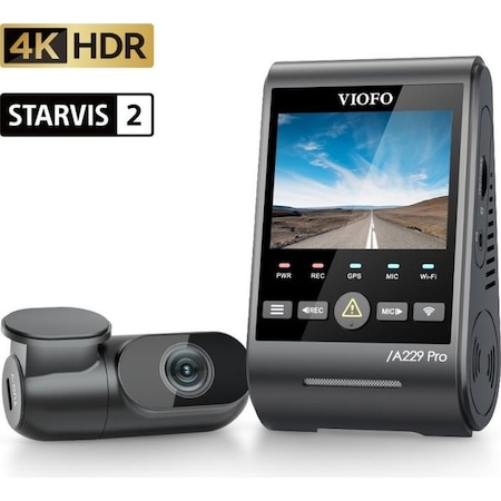 Viofo A229 Pro 2 Kameralı Ön+arka 4k+2k Hdr Sony Starvis 2 Sensörlü Wi-fi Gps'li Araç Kamerası