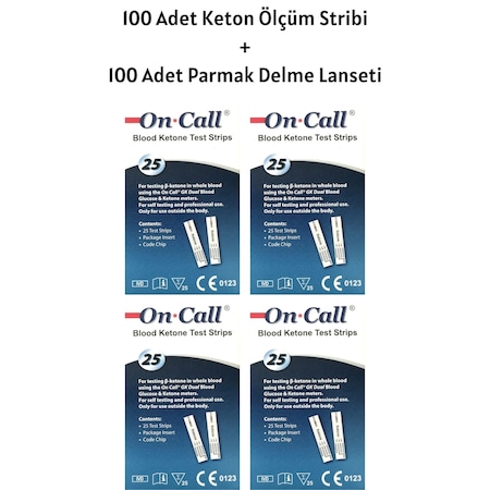 On Call GK Dual Keton Ölçüm Stribi 100 Test + 100 Adet Lanset