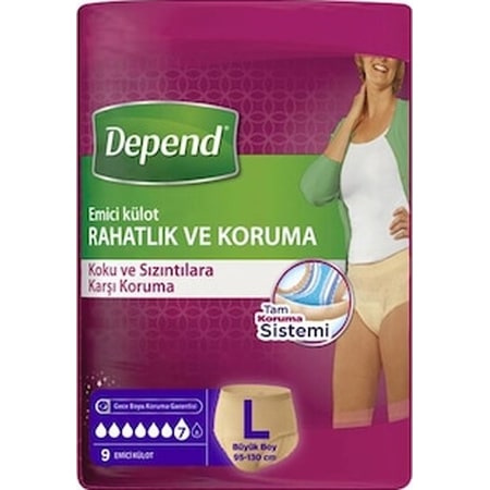 Depend Emici Külot Kadın Hasta Bezi Büyük Boy L 9'Lu