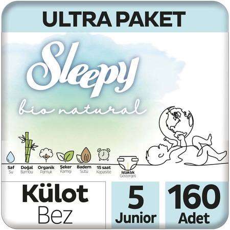 Sleepy Bio Natural Külot Bez 5 Numara Junior Ultra Paket 160 Adet