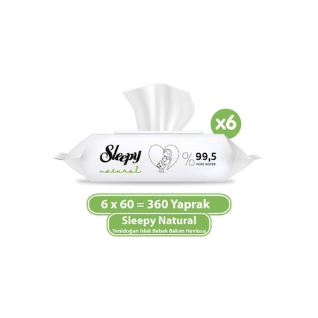 Sleepy Natural Yenidoğan Islak Bebek Bakım Havlusu 6X60 (360 Yaprak)