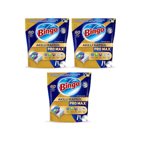 Bingo Akıllı Kapsül Pro Max Bulaşık Makinesi Deterjanı 3 x 60 Tablet