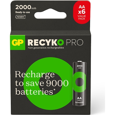 Gp Recyko Pro 2000mah Aa Kalem Nimh Şarjlı Pil 1.2 Volt 6'lı Kart