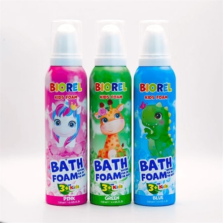 Biorel Kids Foam Oyun Köpüğü Yeşil 150 ML + Mavi 150 ML + Pembe 150 ML