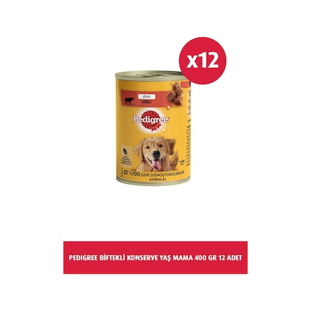 Pedigree Biftekli Konserve Yetişkin Köpek Maması 12 x 400 G