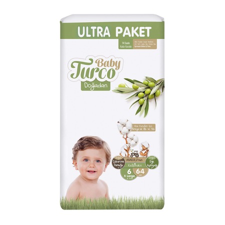 Baby Turco Doğadan Bebek Bezi 6 Numara Ultra Fırsat Paket 64 Adet