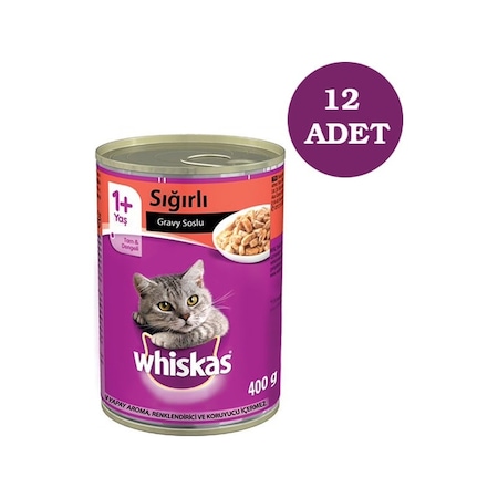 Whiskas Biftekli Konserve Yetişkin Kedi Maması 12 x 400 G