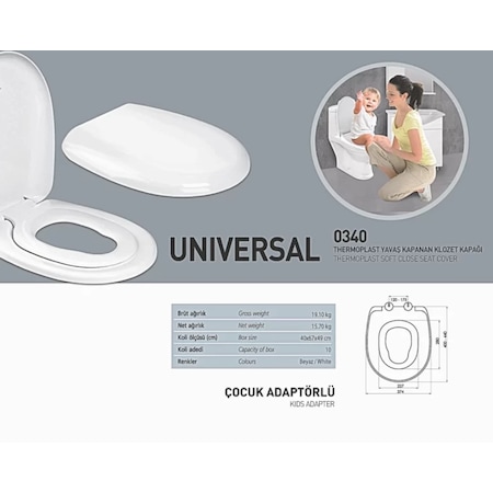 Nkp Universal Thermoplast Yavaş Kapanan Klozet Kapağı Çocuk Adaptörlü - NKP0340