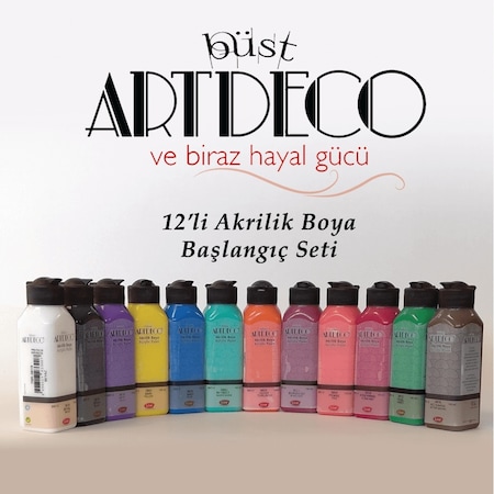 Artdeco 140ml Akrilik Boya 12'li Karışık Renkler Set