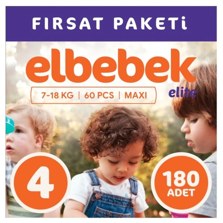 Elbebek Elite Bebek Bezi 4 Numara Maxi Fırsat Paketi 180 Adet