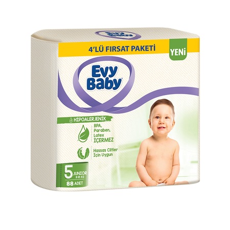 Evy Baby Bebek Bezi 5 Numara Junior 4'lü Yeni Fırsat Paketi 88 Adet