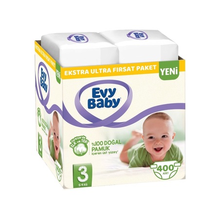 Evy Baby Bebek Bezi 3 Numara Midi Ekstra Ultra Fırsat Paketi 400 Adet
