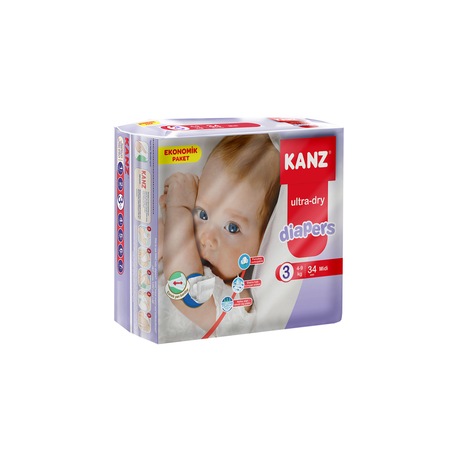 Kanz Ultra-Dry Diapers Bebek Bezi 3 Numara Midi Ekonomik Paket 34 Adet