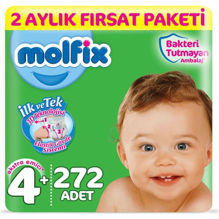 Molfix 3D Bebek Bezi 4+ Numara Maxi Plus Süper Fırsat Paketi 272 Adet