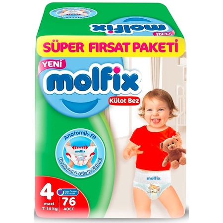 Molfix Külot Bez 4 Numara Maxi 7-14 KG Süper Fırsat Paketi 76 Adet
