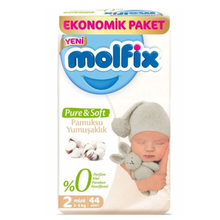 Molfix Pure&Soft Bebek Bezi 2 Numara Mini Ekonomik Paket 44 Adet
