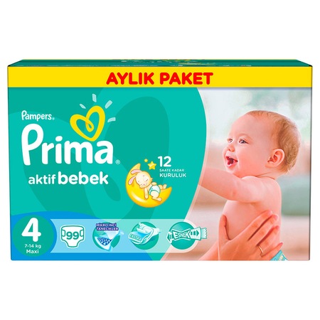 Prima Aktif Bebek 4 Beden Maxi 7 14 Kg Bebek Bezi 99 Adet Fiyatlari Ve Ozellikleri