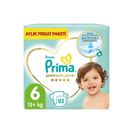 Prima Bebek Bezi Premium Care 6 Beden 13+ KG Aylık Fırsat Paketi 93 Adet