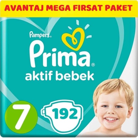 Prima Pampers Aktif Bebek Avantaj Mega Fırsat Paket Bebek Bezi 15+ KG 7 Beden 192 Adet