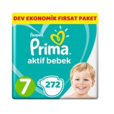 Prima Pampers Aktif Bebek Dev Ekonomik Fırsat Paket Bebek Bezi 15+ KG 7 Beden 272 Adet