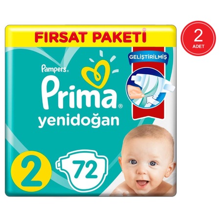 Prima Yenidoğan Fırsat Paketi Bebek Bezi 4-8 KG 2 Beden 2 x 72 Adet