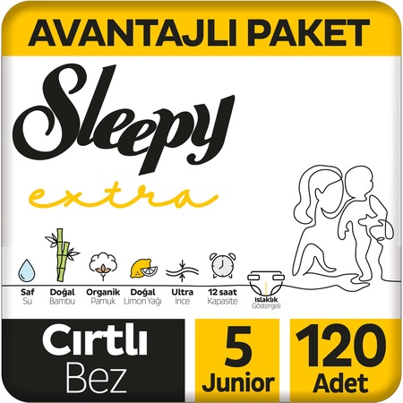 Sleepy Extra Günlük Aktivite Bebek Bezi 5 Numara Junior Avantajlı Paket 120 Adet