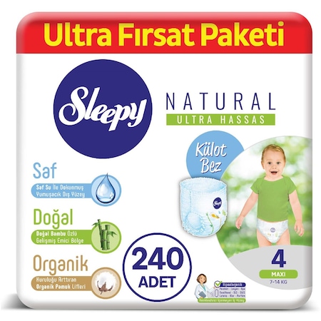 Sleepy Natural Külot Bez 4 Numara Maxi Ultra Fırsat Paketi 240 Adet