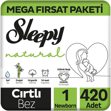 Sleepy Natural Yenidoğan Bebek Bezi 1 Numara Mega Fırsat Paketi 420 Adet