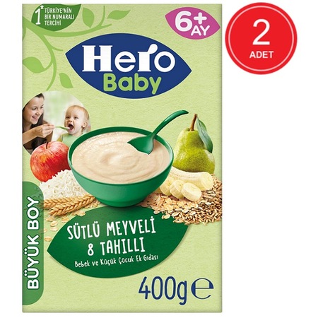 Hero Baby Sütlü Meyveli 8 Tahıllı 6+ Ay Kaşık Maması 2 x 400 G