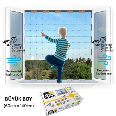 BÜYÜK BOY - WINBLOCK Çocuklar için Pencere Çelik Güvenlik Ağı