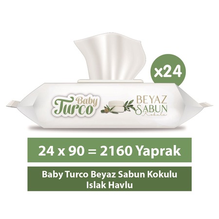 Baby Turco Beyaz Sabun Kokulu Islak Havlu 24 x 90 Adet