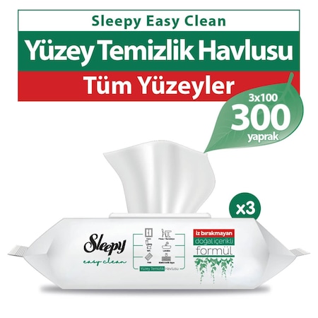 Sleepy Easy Clean Yüzey Temizlik Havlusu 3 x 100 Adet 300 Yaprak