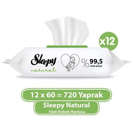 Sleepy Natural Islak Bebek Havlusu 12 x 60'lı