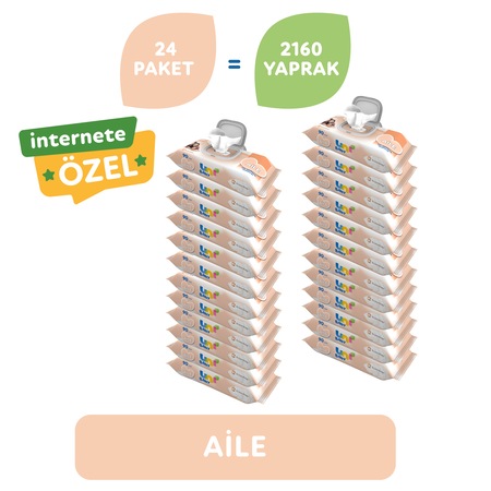 Uni Baby Aile Islak Mendil 24'lü 2160 Yaprak
