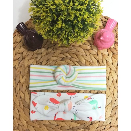 Ikili Donut Topuz Kiz Bebek Sac Bandi Bandana Desenli Esnek
