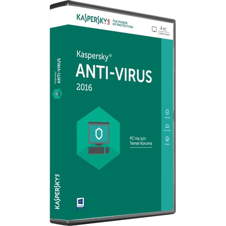 Kaspersky Antivirüs 2016 4 Kullanıcı 1Yıl DVD